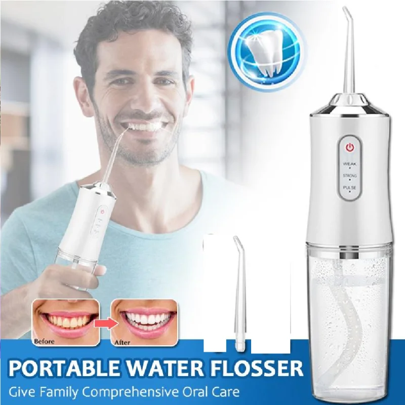 Color: grey - Xiaomi Intelligent Pulse Dental Floss Portable Cleaning 3 Modes Waterproof Rechargeable Dental Cleaner With 4 Nozzles Clean Gums