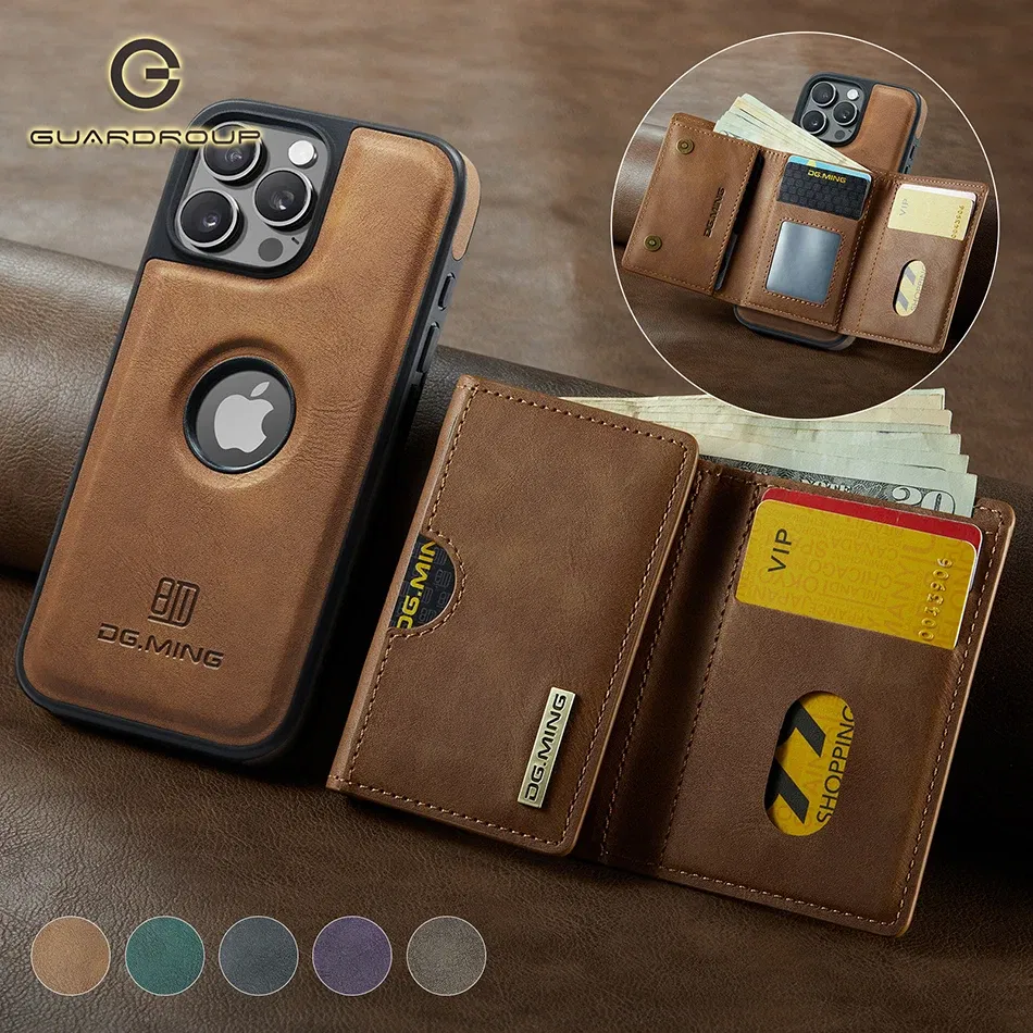 Color: Blue, Material: POLYESTER - Detachable 2 IN 1 Magnetic For Magsafe Leather Case For iPhone 16 Pro Max 15 12 13 11 14 Plus 16e Flip Wallet Card Holder Cover