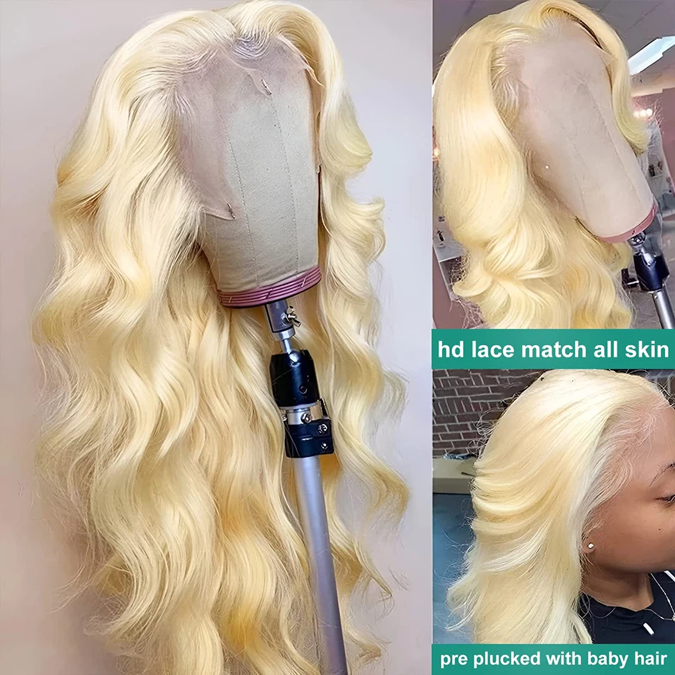 Color: WHITE, Stretched Length: 30inches, Density: 210%, Ships From: CHINA - 613 Blonde Lace Front Wig Human Hair Body Wave 13X6 Hd Lace Frontal Wig 13X4 Lace Front Human Hair Wig Hd Lace Wig For Women