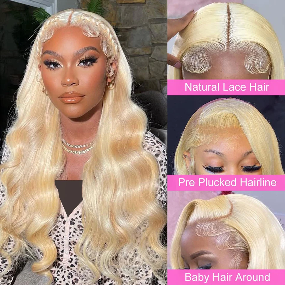 Color: WHITE, Stretched Length: 30inches, Density: 210%, Ships From: CHINA - 613 Blonde Lace Front Wig Human Hair Body Wave 13X6 Hd Lace Frontal Wig 13X4 Lace Front Human Hair Wig Hd Lace Wig For Women