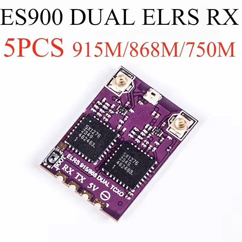 Color: Yellow - 5PCS ES900 DUAL RX ELRS Diversity Receiver 915MHz / 868MHz /750MHz Built-in TCXO for RC Airplane FPV Long Range Drone