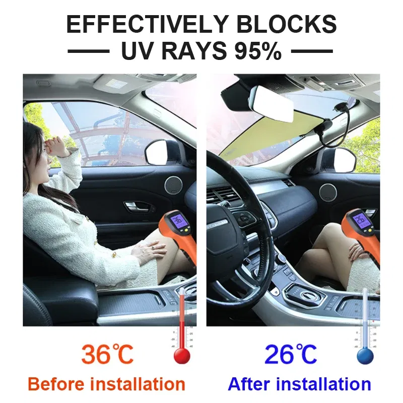 Color: Black - BLALION Car Side Window Sun Shade UV Protection Adjustable Suction Cup Sunshade Summer Foldable Sun Protection Heat Insulation