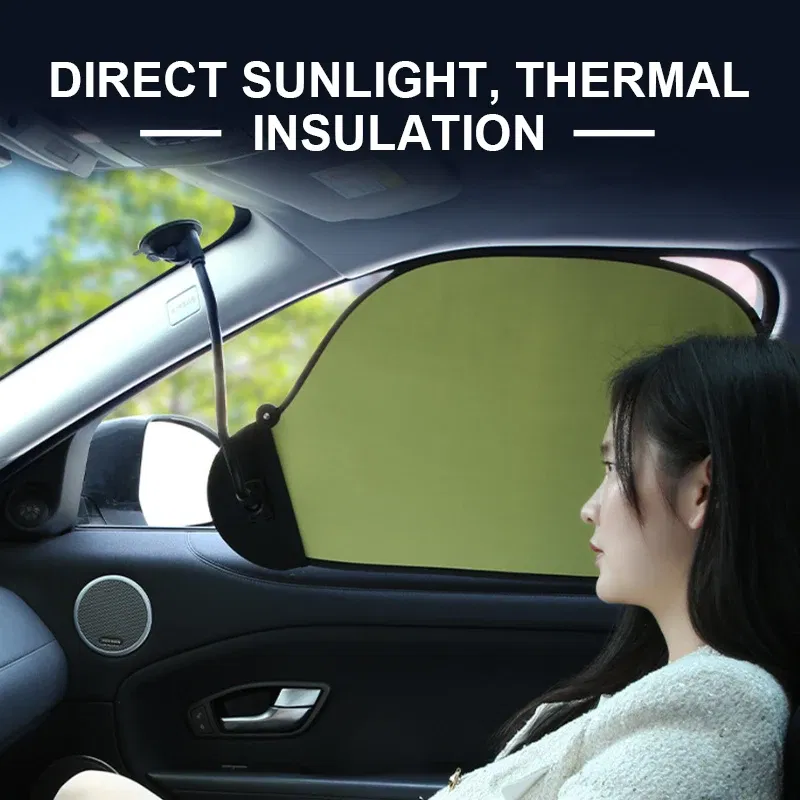 Color: Black - BLALION Car Side Window Sun Shade UV Protection Adjustable Suction Cup Sunshade Summer Foldable Sun Protection Heat Insulation