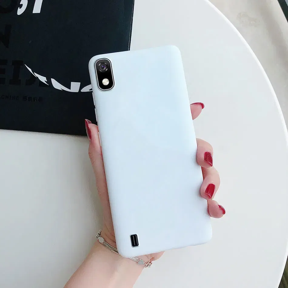 Color: Pink, Material: Artificial Leather - Candy color Phone Case For Samsung galaxy A10 A20 A20E A30 A40 A50 A70 S A01 A11 A21 A31 A41 A51 A71 4G Silicone TPU Back Cover