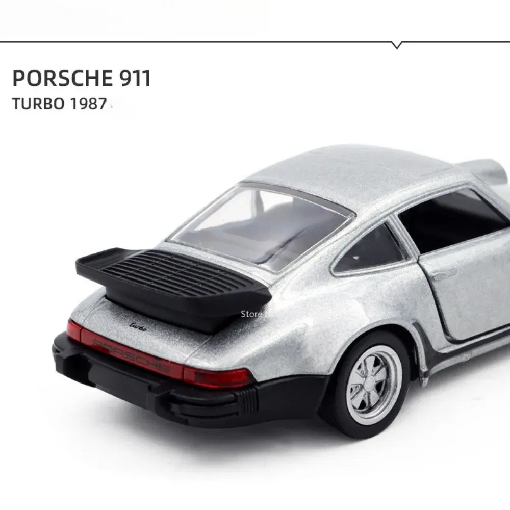 Color: Silver - 1/36 Scale Porsche 911 Turbo Toy Car Model Alloy Diecast Retro Racing with Pull Back Scale Model Car Toy for Boy Gift Collection