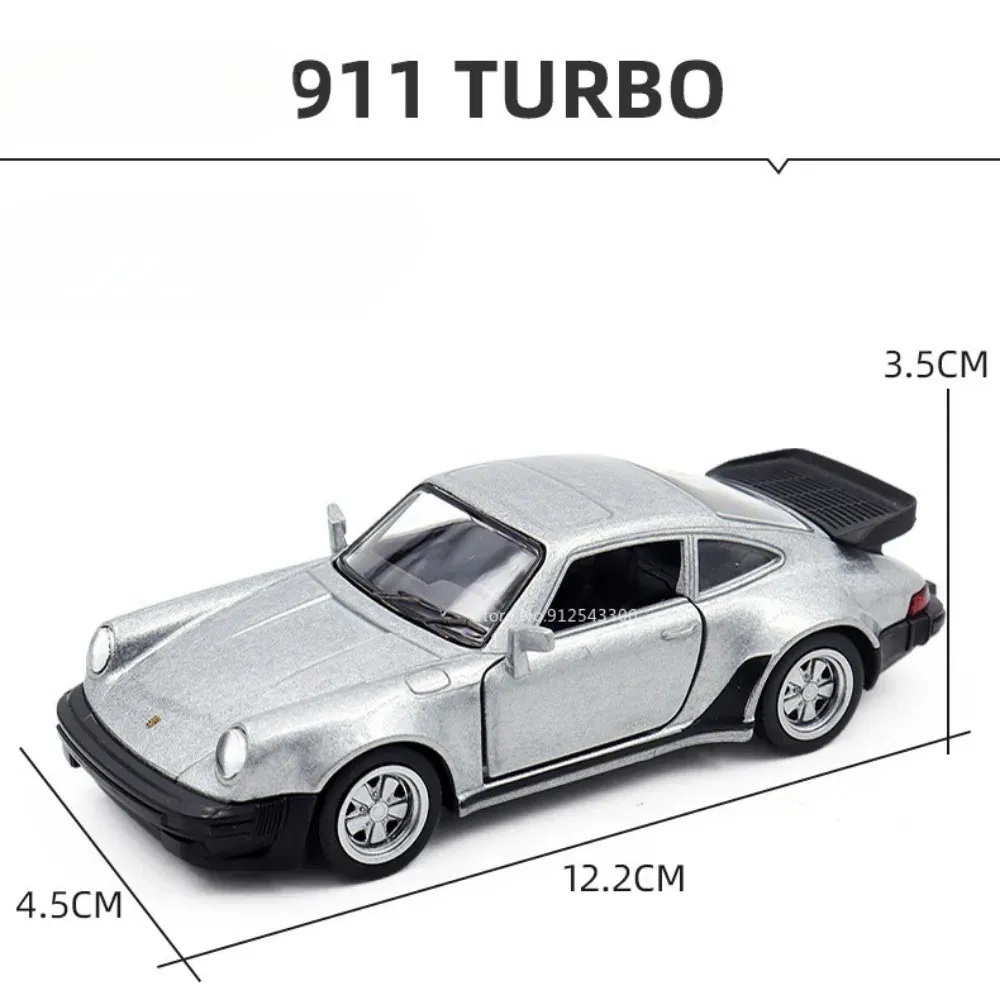 Color: Silver - 1/36 Scale Porsche 911 Turbo Toy Car Model Alloy Diecast Retro Racing with Pull Back Scale Model Car Toy for Boy Gift Collection