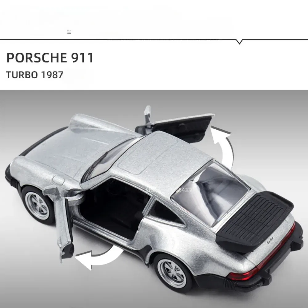 Color: Silver - 1/36 Scale Porsche 911 Turbo Toy Car Model Alloy Diecast Retro Racing with Pull Back Scale Model Car Toy for Boy Gift Collection