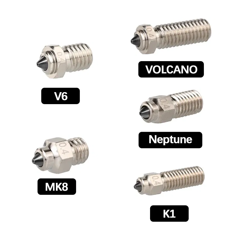 Color: Blue, Size: 0.8mm - Mellow DLC Hardened Steel & Copper Wear Resistant Bimetal HC Nozzle For V6 / Volcano /Mk8 Hotend Neptune4 K1 Nozzle 3D Printer