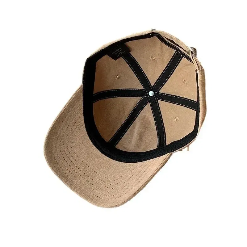 Size: Adjustable, Age Range: >8Y, Color: Khaki - Hat Female Spring/Summer American Embroidered Wide Brimmed Baseball Hat Female Sunshade Soft Top Polar Bear Duck Tongue Hat Male