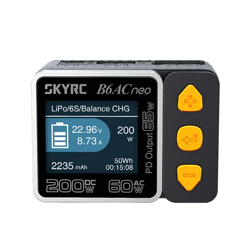 Color: Yellow - SKYRC B6ACneo Charger DC 200W AC 60W 10A Balance Charger Discharger Digital LiPo LiFe LiIon LiHV NiMH NiCd Pb Smart Battery