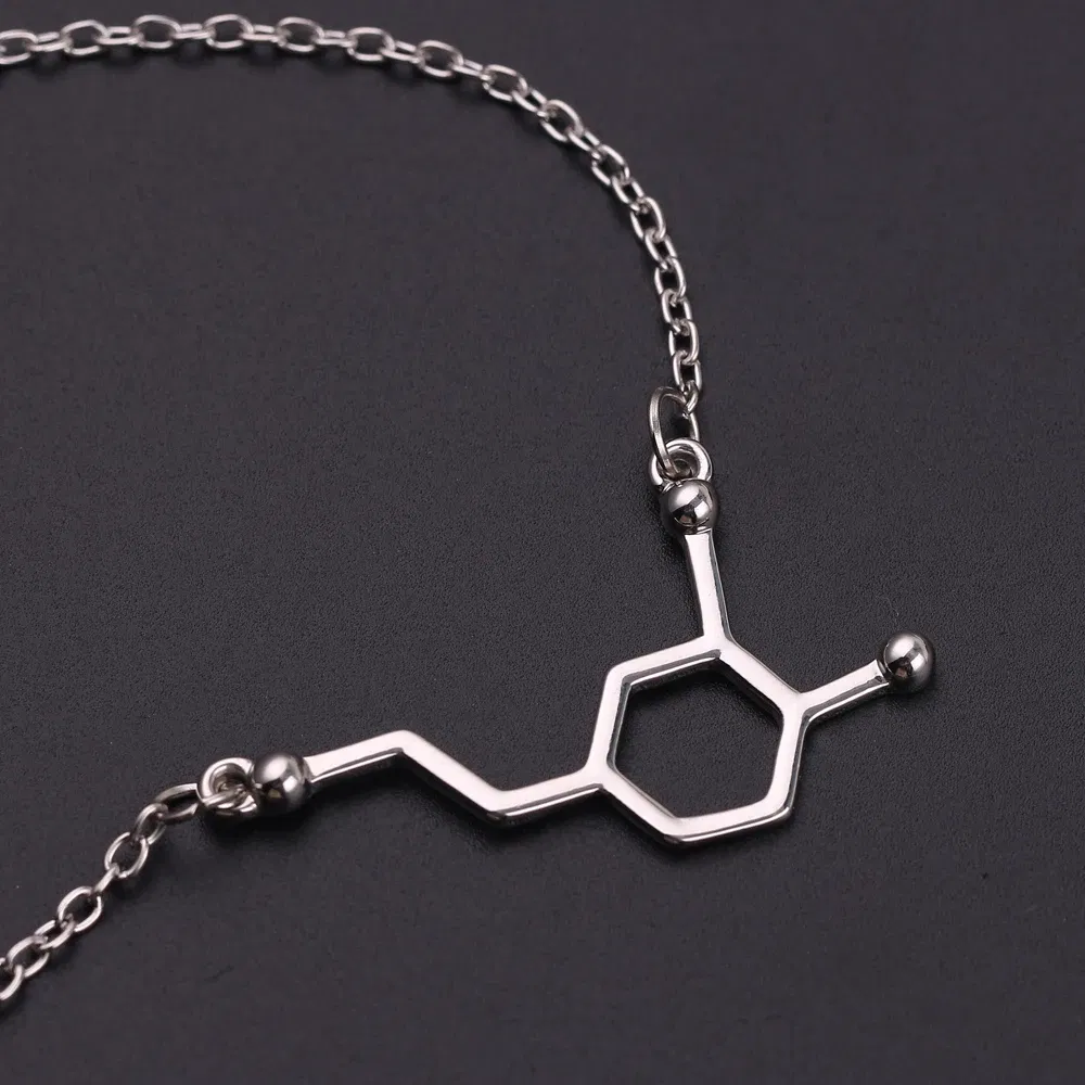 Metal Color: RED-BROWN, Ships From: CHINA - Dopamine Molecule Necklaces Chemical Formula Necklace Fashion Women Serotonin Structure Formula Pendant Graduation Gifts Jewelry