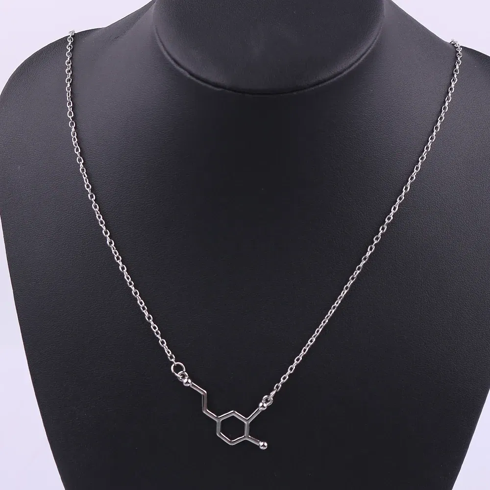 Metal Color: RED-BROWN, Ships From: CHINA - Dopamine Molecule Necklaces Chemical Formula Necklace Fashion Women Serotonin Structure Formula Pendant Graduation Gifts Jewelry