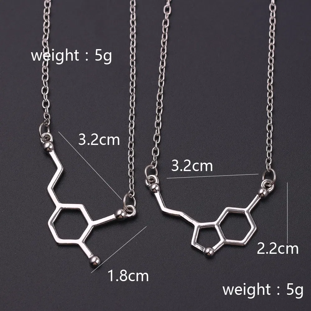 Metal Color: RED-BROWN, Ships From: CHINA - Dopamine Molecule Necklaces Chemical Formula Necklace Fashion Women Serotonin Structure Formula Pendant Graduation Gifts Jewelry