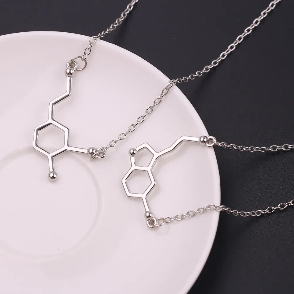 Metal Color: RED-BROWN, Ships From: CHINA - Dopamine Molecule Necklaces Chemical Formula Necklace Fashion Women Serotonin Structure Formula Pendant Graduation Gifts Jewelry