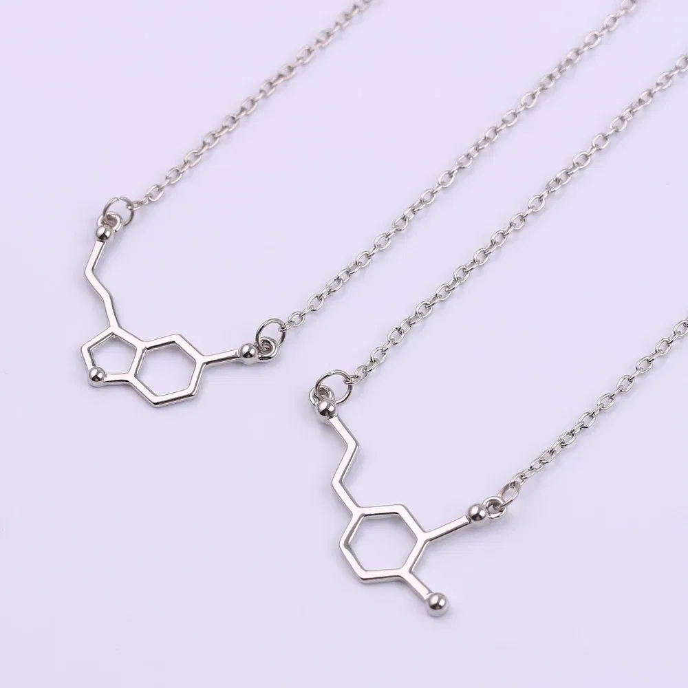 Metal Color: RED-BROWN, Ships From: CHINA - Dopamine Molecule Necklaces Chemical Formula Necklace Fashion Women Serotonin Structure Formula Pendant Graduation Gifts Jewelry