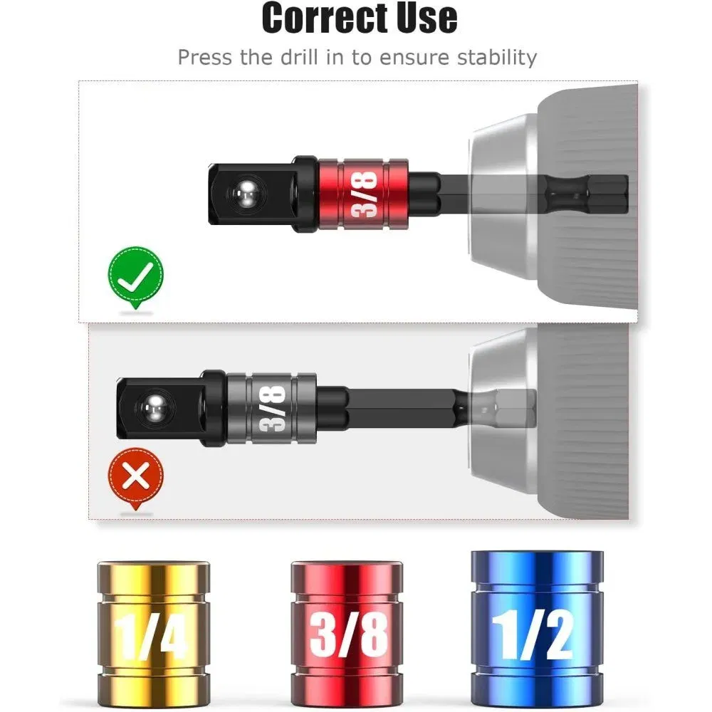 Color: Chocolate - Impact Grade 105 Degree Angle Socket Adapter Power Hand Tool Part Driver Extension Set Screwdriver Holder Drill Nut Attachment