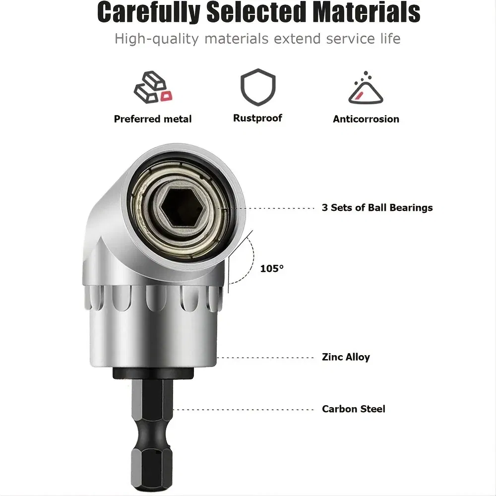 Color: Chocolate - Impact Grade 105 Degree Angle Socket Adapter Power Hand Tool Part Driver Extension Set Screwdriver Holder Drill Nut Attachment