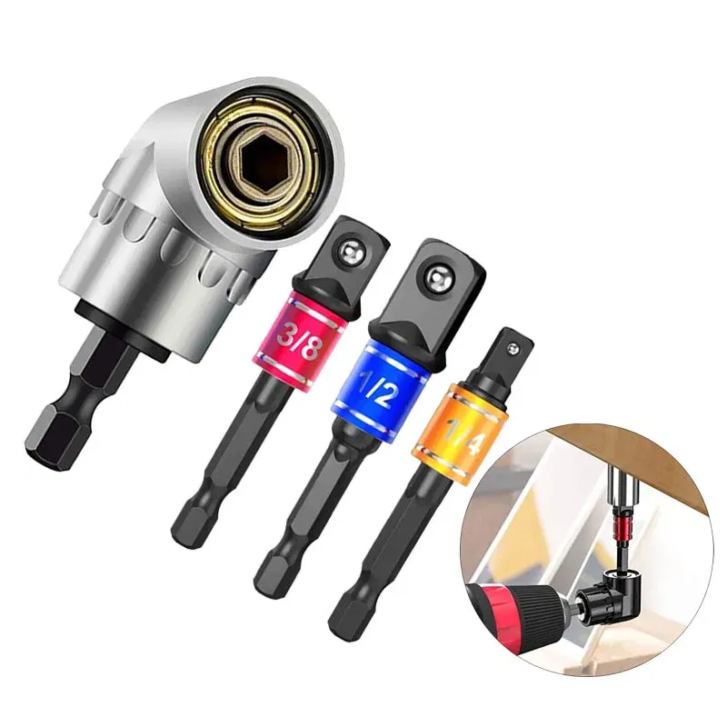 Color: Chocolate - Impact Grade 105 Degree Angle Socket Adapter Power Hand Tool Part Driver Extension Set Screwdriver Holder Drill Nut Attachment