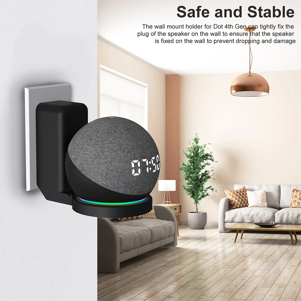 Color: WHITE - Wall Mount Bracket for Echo Dot 4th Gen / Echo Dot 5th Generation with Cable Storage, PC Material Hard Case Matte Speaker Stand