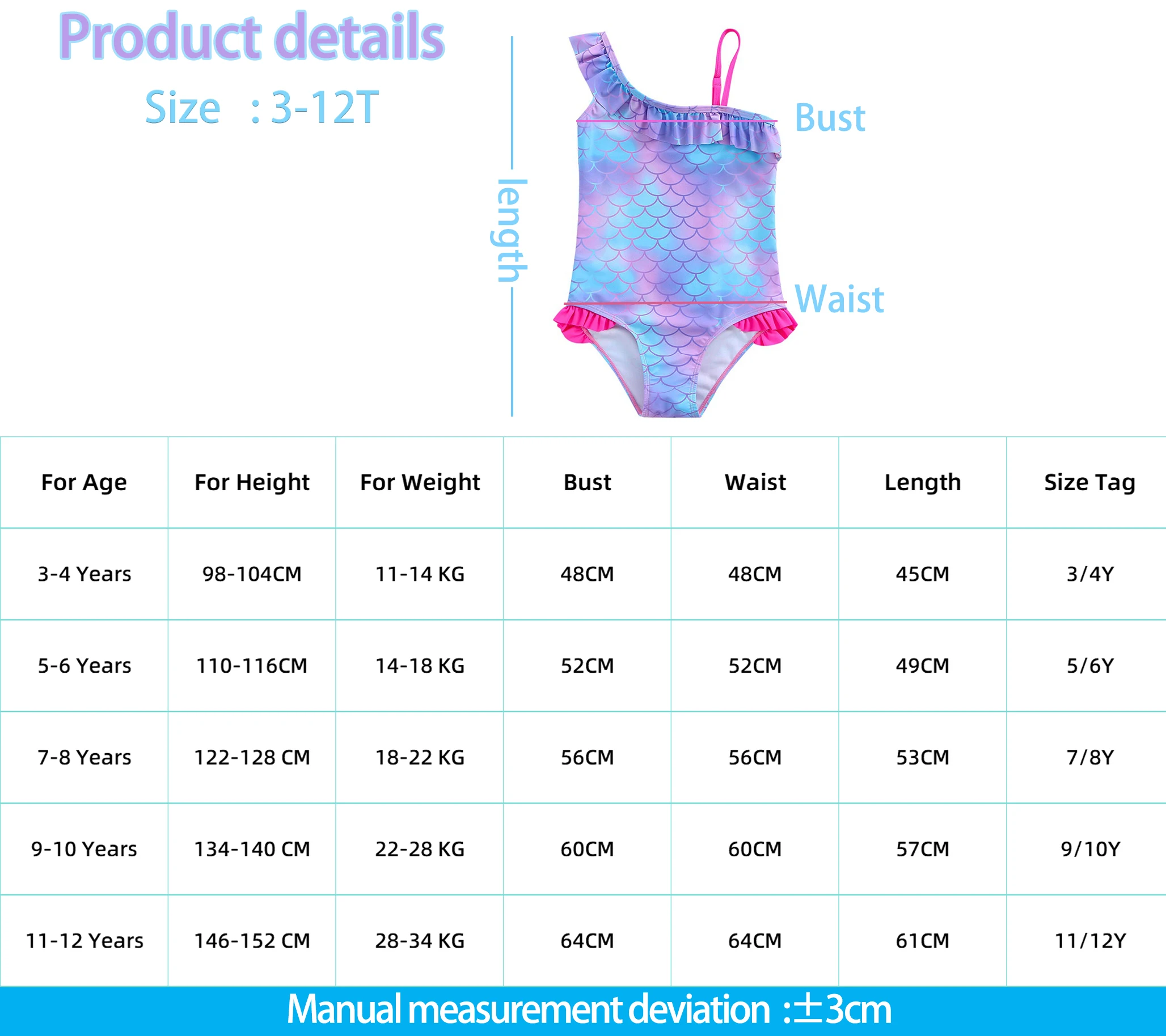 Color: Brown, Size: S - Stitch Girls Swimsuit Fashion Mermaid Fish Scale One-Piece Bathing Suits Children's Dresses Summer Swimwear Beach Suit Kids Wear