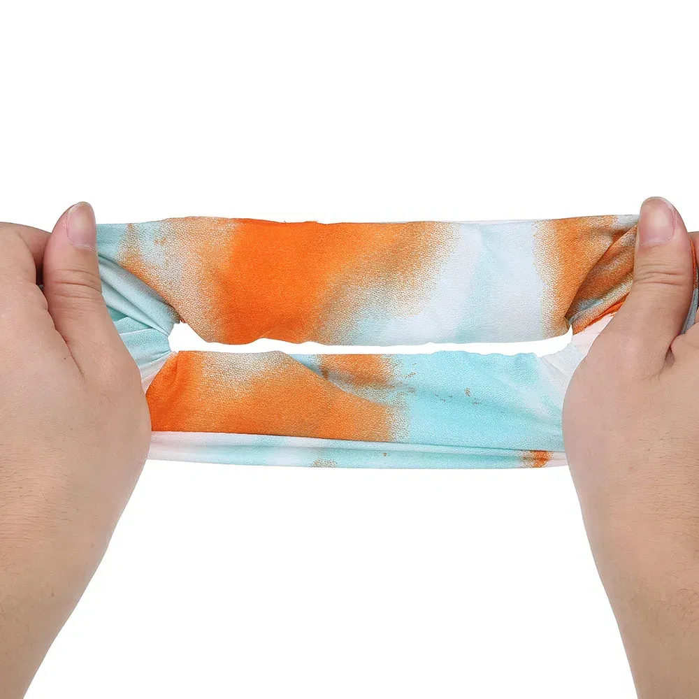 Color: WHITE - Korea Chiffon Scrunchies Tie-dye Hairband Girl Colorful Headband Elastic Hair Bands Women Girls Ponytail Holder Hair Accessories