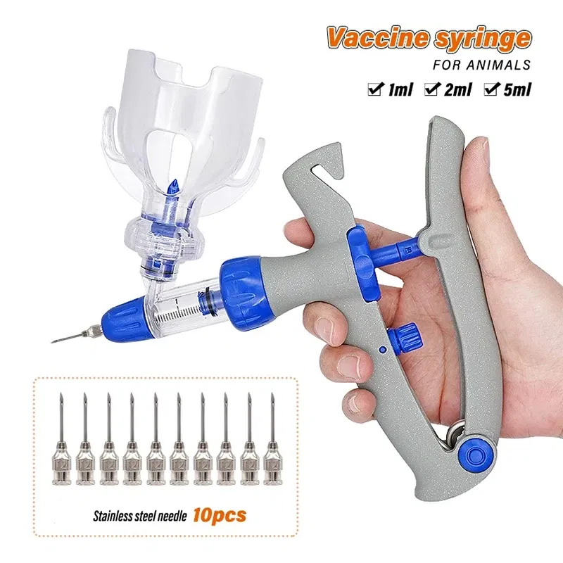Color: light green - 1-10ml Automatic Veterinary Continuous Syringe Animal Injection Adjustable Vaccine for Livestock Pig Cattle Sheep Chicken