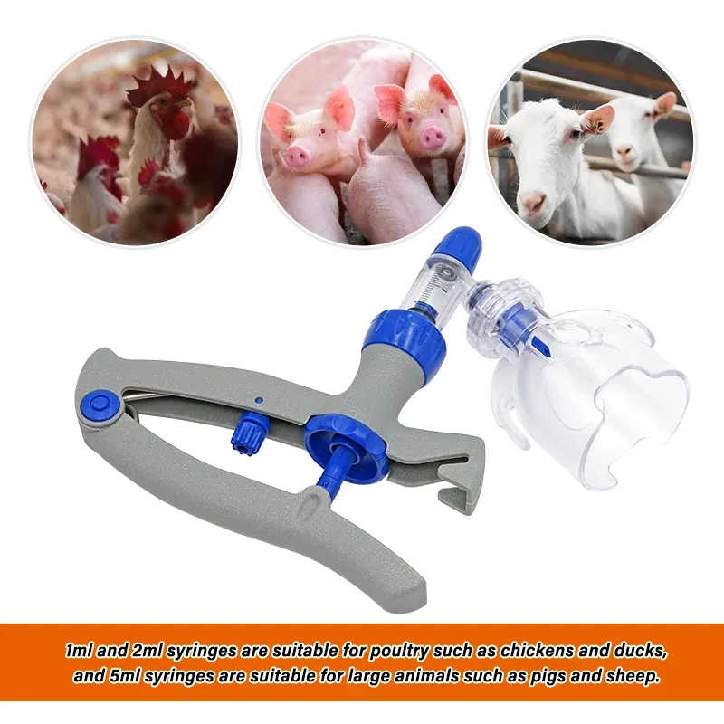 Color: light green - 1-10ml Automatic Veterinary Continuous Syringe Animal Injection Adjustable Vaccine for Livestock Pig Cattle Sheep Chicken