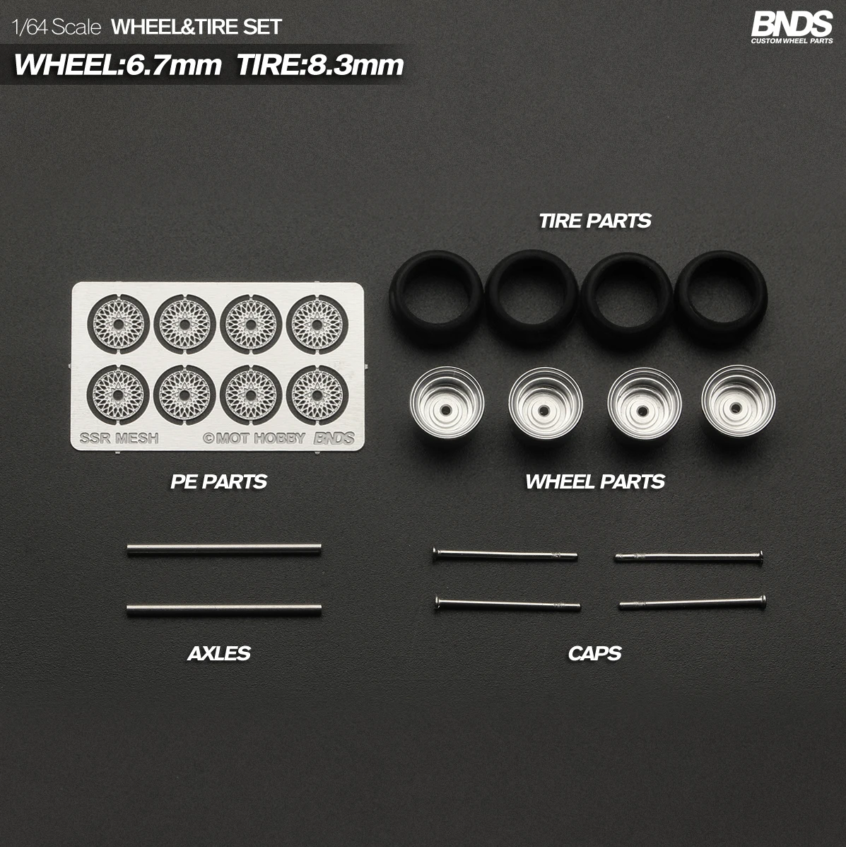 Color: Pink, Ships From: CHINA - 1/64 Alloy Wheels With Rubber Tires By BNDS 64053/64088 Assembly Rims Modified Parts for Model Car Refitted VIP Style