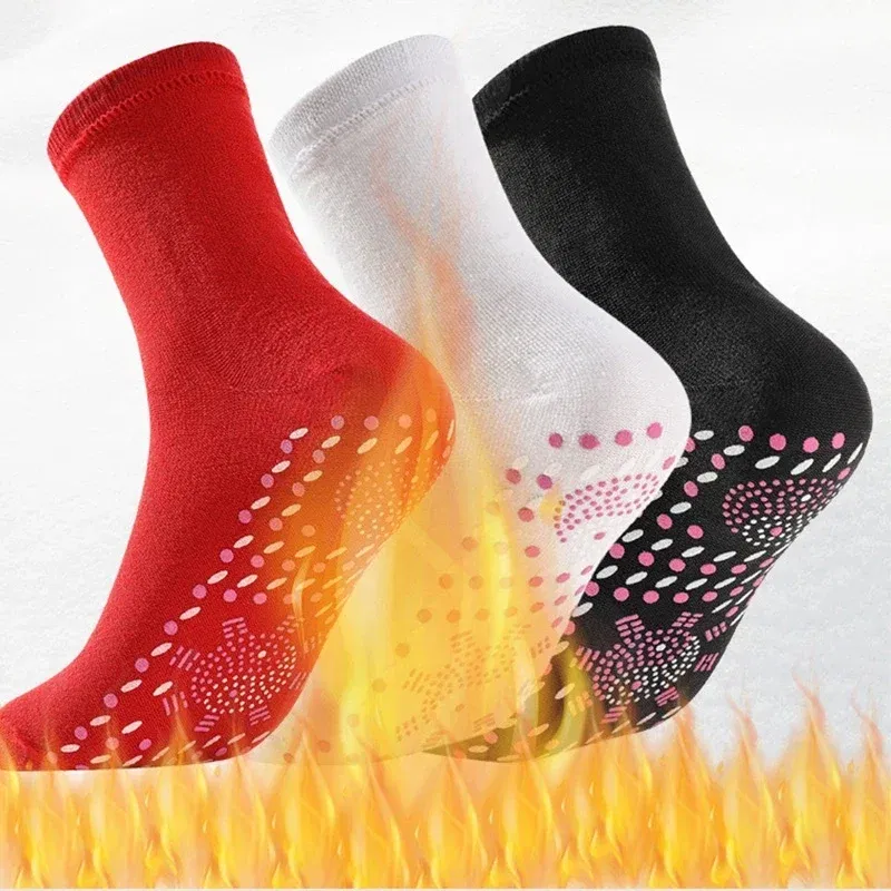 Color: Light Grey - 1/5pairs Tourmaline Self-Heating Socks Winter Warm Thermal Health Care Socks Slimming Health Short Sock Magnetic Therapy Sock