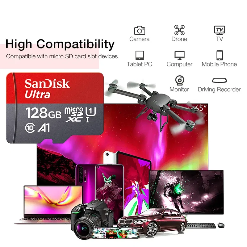 Capacity: 400GB - TFcard 64GB 16GB 32GB Memory Card 128GB Class 10 Microsd SD Card 100MB/S UHS-I A1 Card + Adapter for Phone/PC Standard Shippin