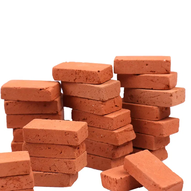 Color: Light Grey - 50PCS 1/16 Dollhouse miniature simulation brick diy sand table landscape scenery clay Scenery Buildings Toys