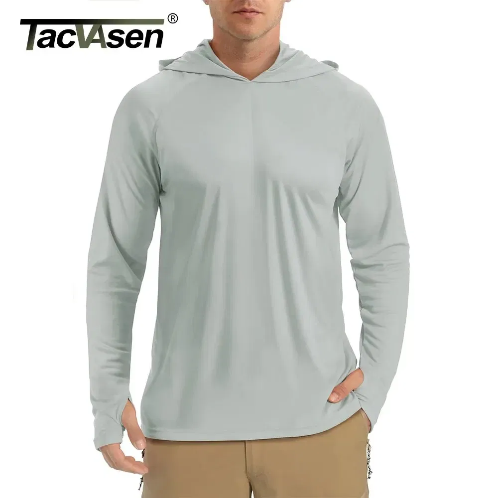 Size: L, Color: GRAY - TACVASEN Summer Men's Long Sleeve Sun/UV Protection T-Shirt UPF 50+ Performance Hiking Running Quick Dry Hoodie Tee Shirts