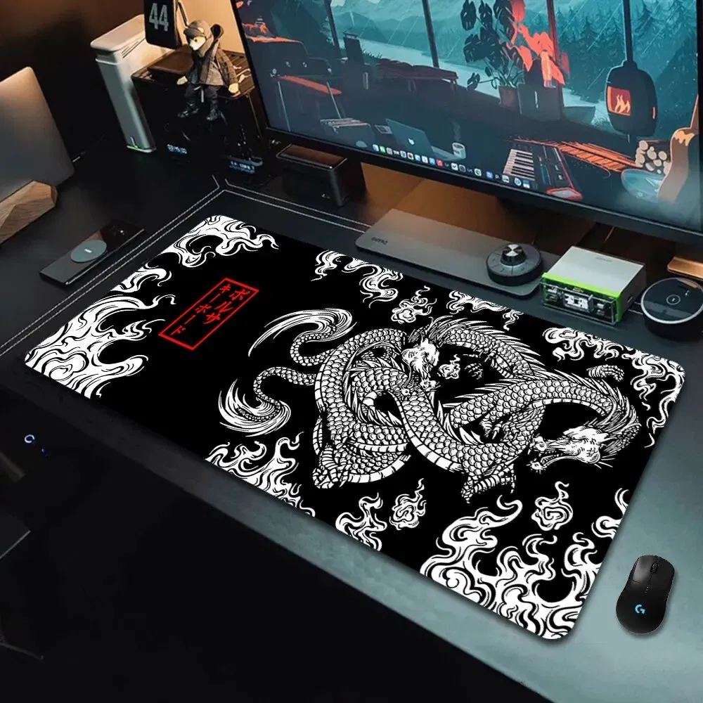 Size: XS, Color: Orange - Japanese Dragon Large Gaming Mousepad XXL Keyboard Gamer Mouse Pad on The Table Speed Desk Mat Anime 900x400 700X300 Mouse Mats
