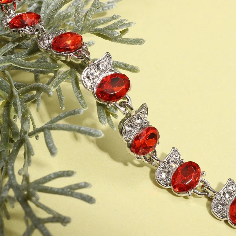 Metal Color: Rhodium Plated - Fashion Exquisite Color Crystal Inlaid Ladies Charm Bracelet Engagement Wedding Jewelry