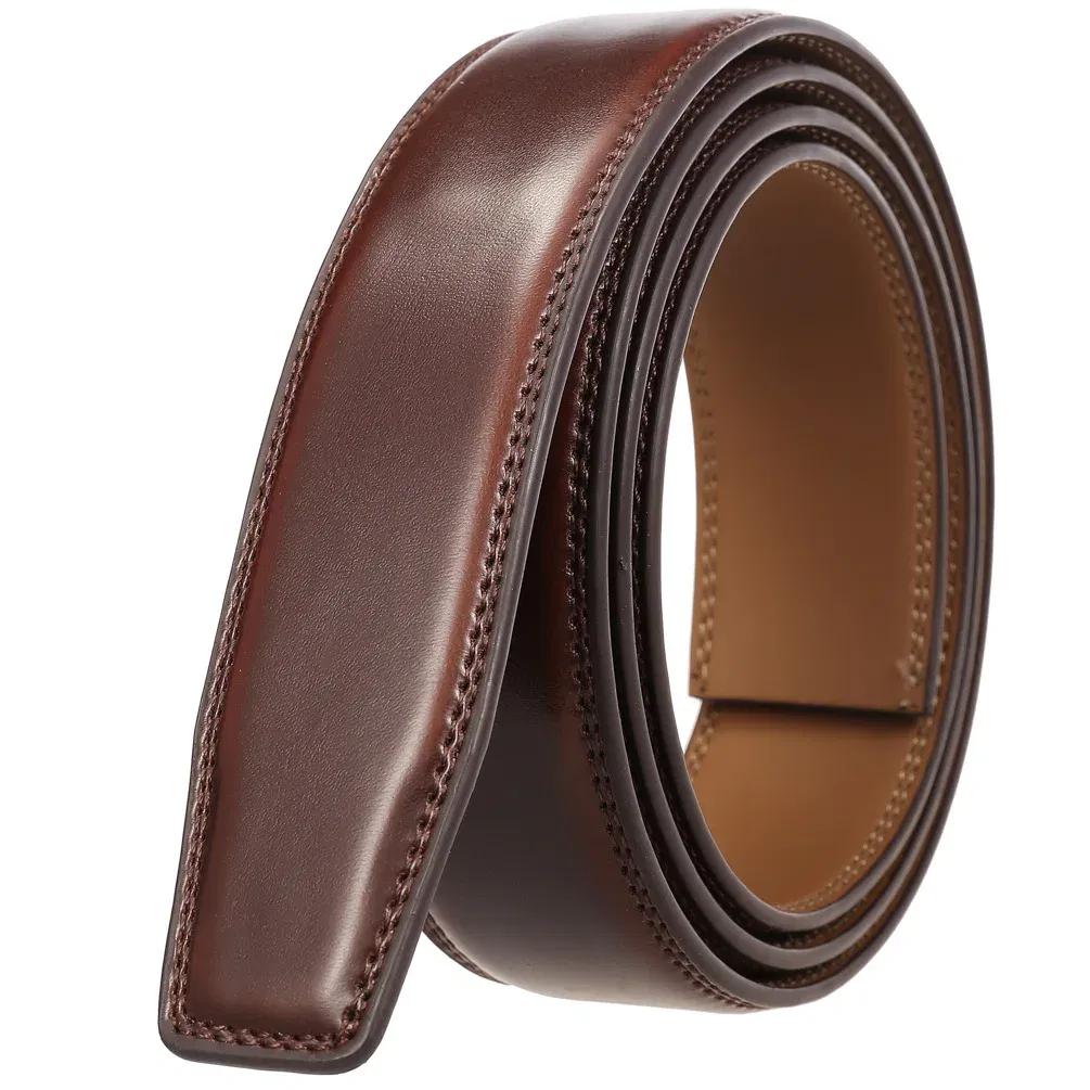 Color: GRAY, Belt Length: 110cm - 90-130cm Brand No Buckle 3.0cm Wide Genuine Leather Automatic Belt Body Strap Without Buckle Belts Men Good Quality No Holes