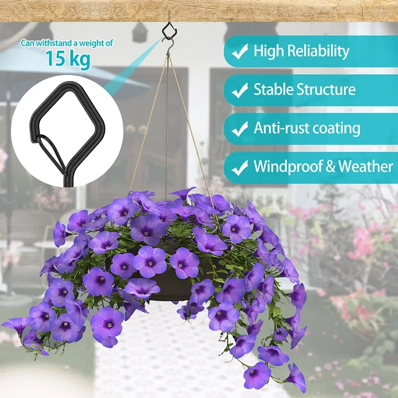 Color: Blue - 12/20PCS Q-Hanger Screw Black Hooks Ceiling Hooks with Safety Buckle for Plant and Christmas Outdoor String Lights Hooks