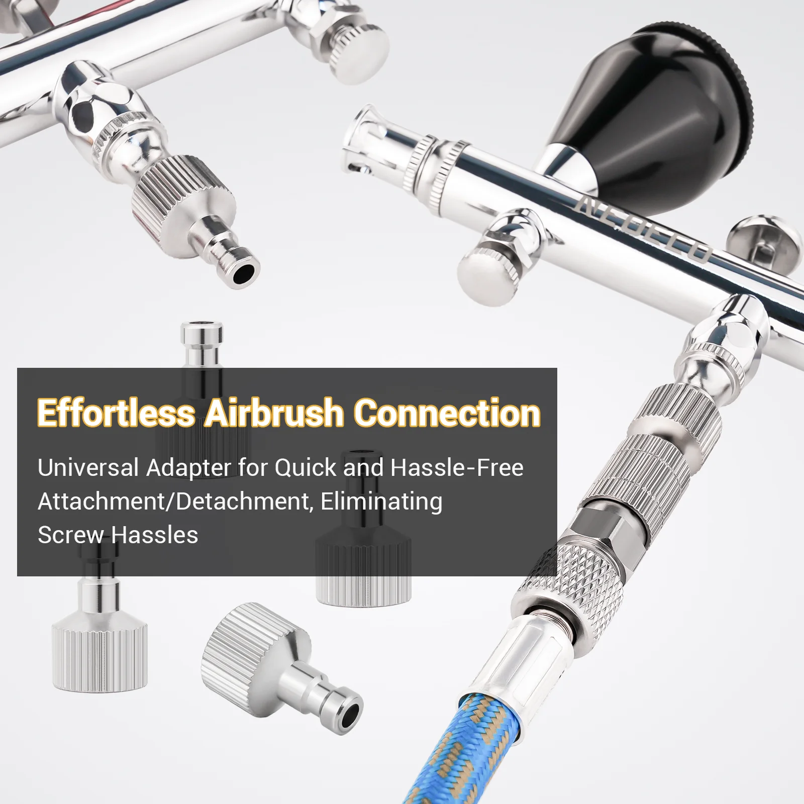 Color: Blue - Airbrush Quick Disconnect Coupler Release Fitting Plug, 6pcs 1/8 in BSP Male and Female Connections Adapter Air Brush Accessory
