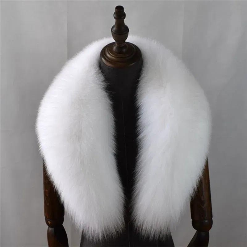 Color: PEACOCK BLUE, Size: XXL - 100% Natural Real Fox Fur Collar For Women Men Coat Jacket Fur Scarf Winter Extra Large Size Neck Warmer Fur Scarf Shawls Wraps