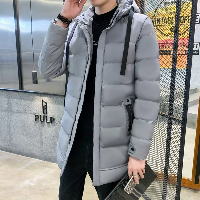 Color: GRAY, Size: 6XL - 7xl Plus Size Padded Parkas Men Thick Warm Coats Solid Warm Cotton Long Coats Windbreaker Winter Outerwear 6xl Thermal Jacket