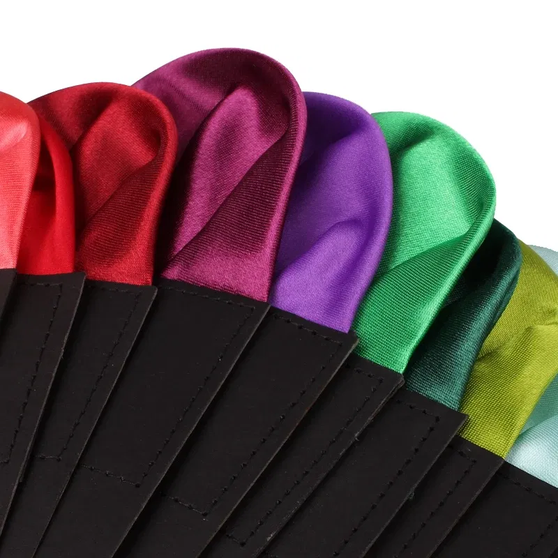 Color: Brown - Fashion Solid Silk Satin Handkerchief Candy Color Suits Pocket Square For Men Business Chest Towel Hanky Suit Napkin Hankies