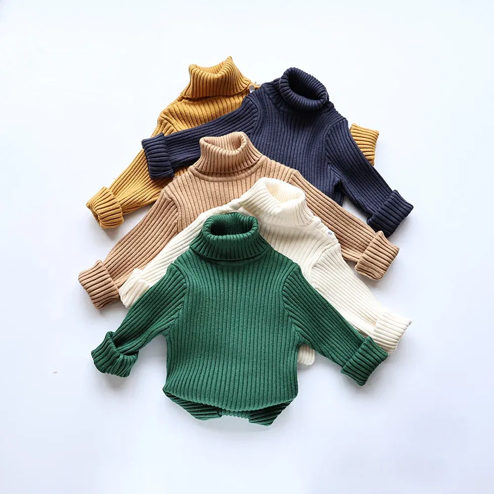 Color: Blue, Kid Size: 6 - MILANCEL Autumn Soft Tight Unisex Kids Knitwear Sweaters Solid Multi Color Girls Sweater Brief Boys Pullover Turtleneck Outwear