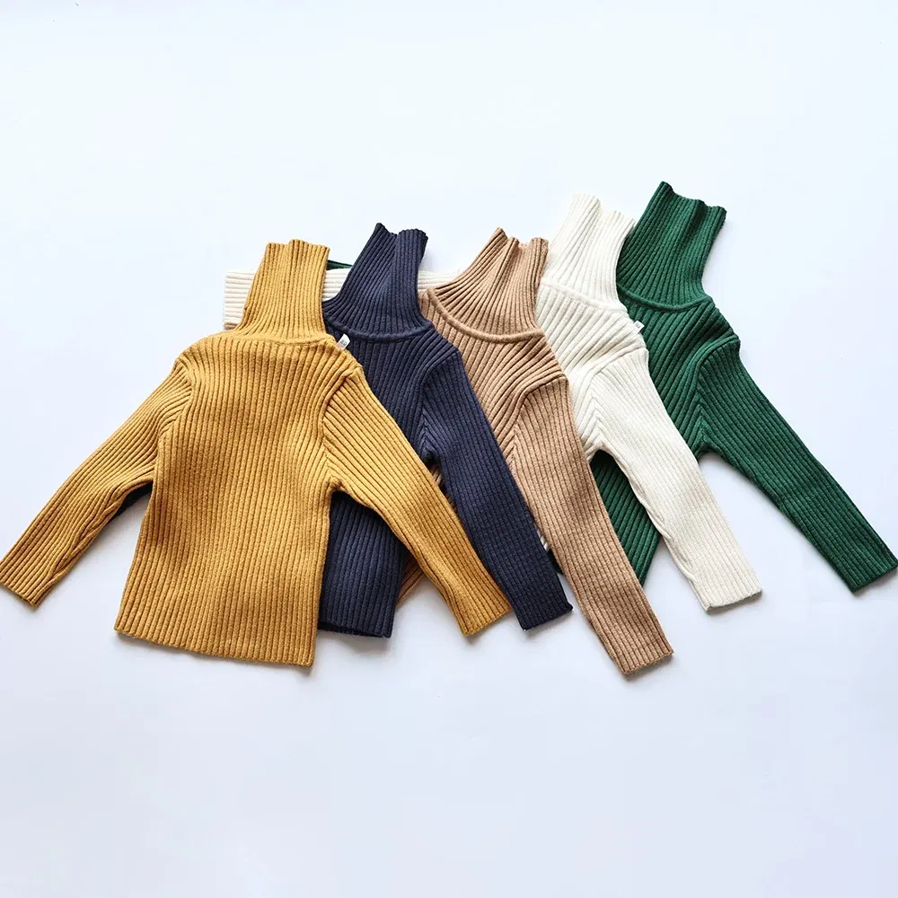 Color: Blue, Kid Size: 6 - MILANCEL Autumn Soft Tight Unisex Kids Knitwear Sweaters Solid Multi Color Girls Sweater Brief Boys Pullover Turtleneck Outwear