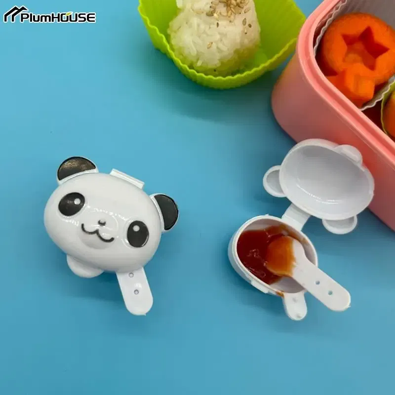 Color: MULTI - 2Pcs Lunch Bento Soy Sauce Box Container Cute Plastic Condiment Dispenser Mini Portable Salad Dressing Tomato Ketchup Bottle Jar