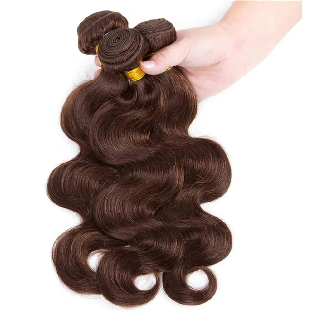Bulk Buy: 3Pcs/Lot, Material Grade: Remy Hair, Length: 10 12 14 - Brown Body Wave Bundles 100% Human Hair #4 Colored Brazilian Remy Hair Extensions Weave 3 PCS/Lot 30 Inch Raw Human Hair Bundles