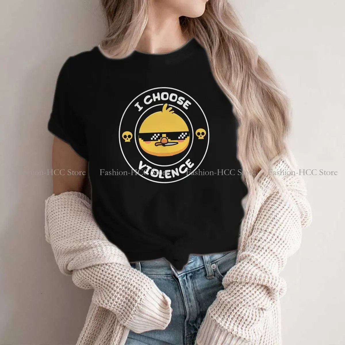 Color: black, Size: M - Sunglasses Style Polyester TShirt I Choose Violence Funny Duck Comfortable New Design Gift Idea T Shirt Stuff