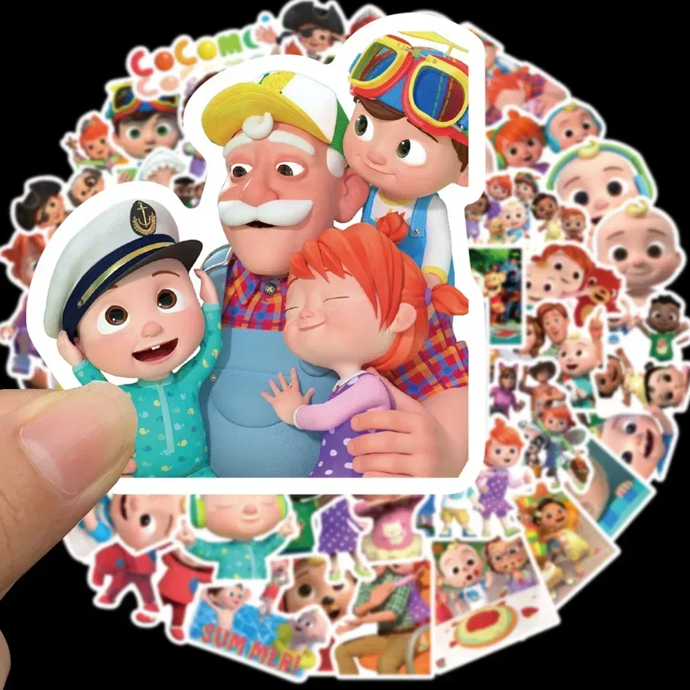 Color: Lavender - 50PCS Cartoon Cocomelonly Children's Reward Hand Account Luggage Skateboard DIY Stickers