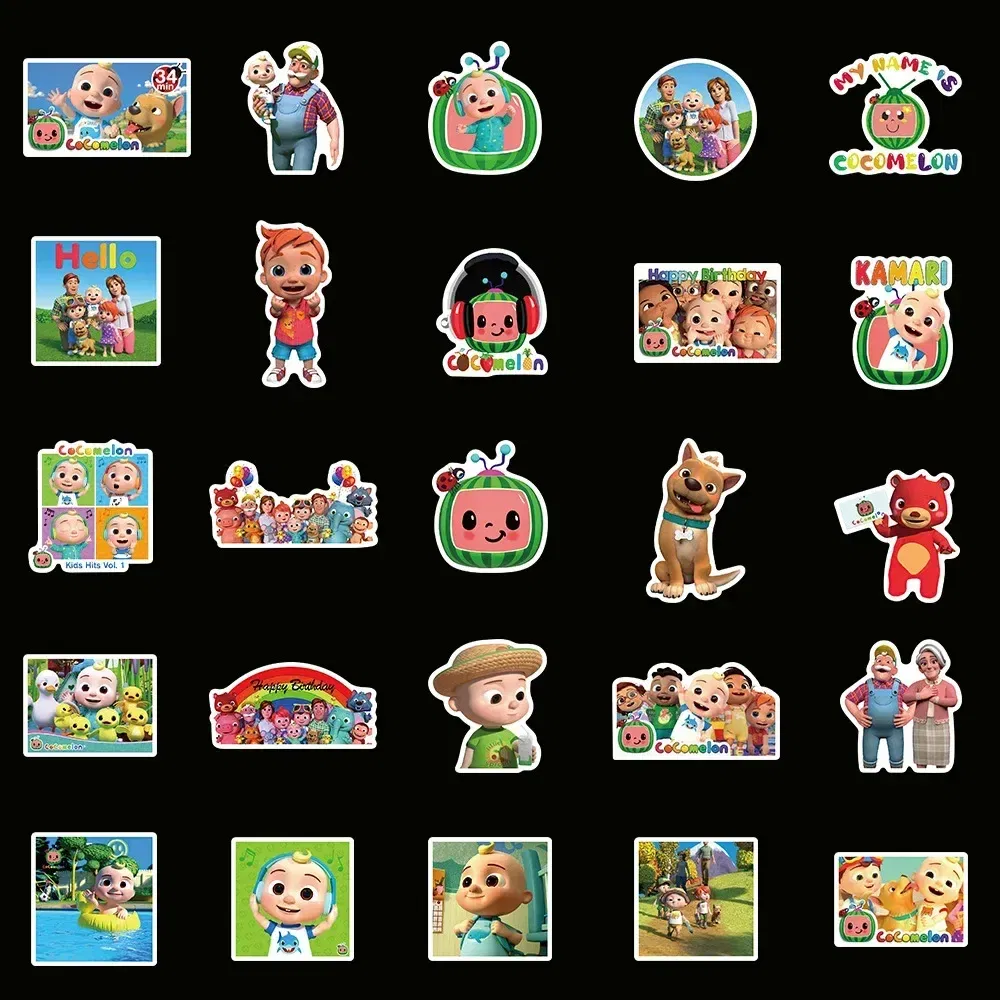 Color: Lavender - 50PCS Cartoon Cocomelonly Children's Reward Hand Account Luggage Skateboard DIY Stickers