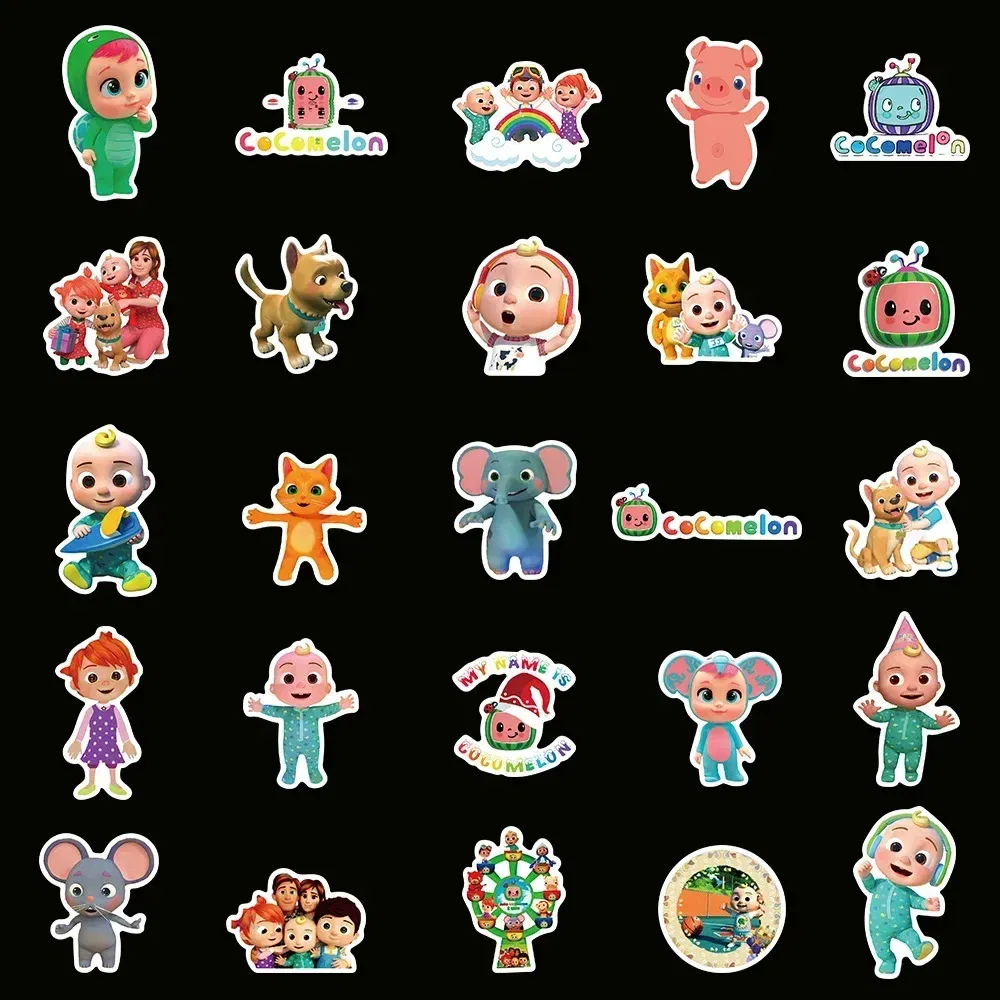 Color: Lavender - 50PCS Cartoon Cocomelonly Children's Reward Hand Account Luggage Skateboard DIY Stickers