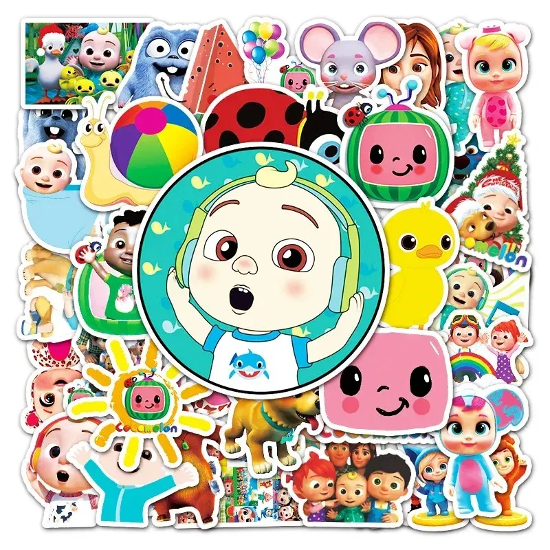 Color: Lavender - 50PCS Cartoon Cocomelonly Children's Reward Hand Account Luggage Skateboard DIY Stickers