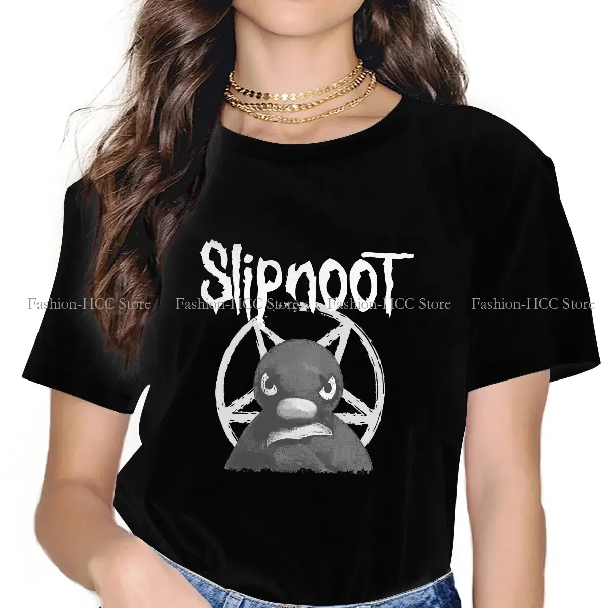 Color: WHITE, Size: L - Slipnoot White Print Style Polyester TShirt Pingu Cartoon Comfortable Hip Hop Gift Clothes T Shirt Stuff